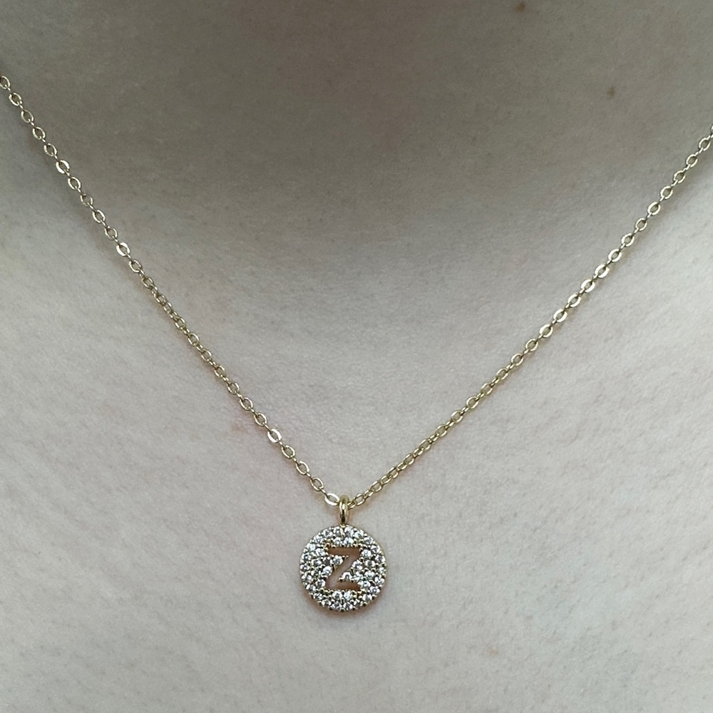 *FREE* Gold Initial 'Z' Pavé Disc Necklace